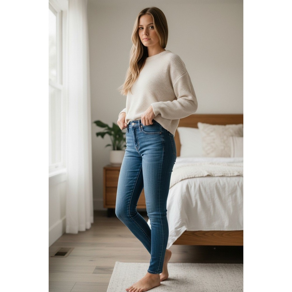 Madewell High Rise Skinny‎ Jeans Medium Wash Blue Denim Women Size 27